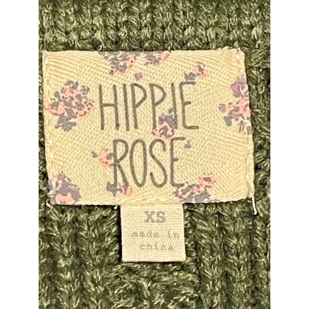 Olive Green Cropped Cable Knit Sweater With Diamond Pattern & Full Zipper - Picture 10 of 10